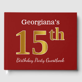 Rot, Imitate Gold 15. Geburtstagsparty + Individue Gästebuch