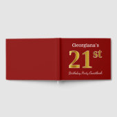 Rot, Imitate Gold 21. Geburtstag Party + Individue Gästebuch (Voll)