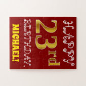 Rot, Imitate Gold 23. Geburtstag + Individuelle Na Puzzle (Horizontal)