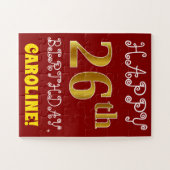 Rot, Imitate Gold 26. Geburtstag + Individuelle Na Puzzle (Horizontal)