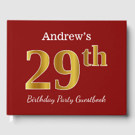 Rot, Imitate Gold 29. Geburtstagsparty + Individue Gästebuch