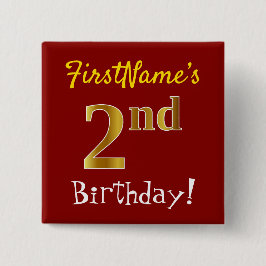 Rot, Imitate Gold 2. Geburtstag, mit Individuelle  Button
