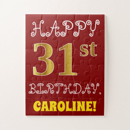 Rot, Imitate Gold 31. Geburtstag + Individuelle Na Puzzle (Vertikal)