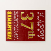 Rot, Imitate Gold 37. Geburtstag + Individuelle Na Puzzle (Horizontal)
