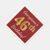 Rot, Imitate Gold 46. Geburtstag + Individuelle Na Serviette (Ecke)