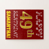 Rot, Imitate Gold 49. Geburtstag + Individuelle Na Puzzle (Horizontal)