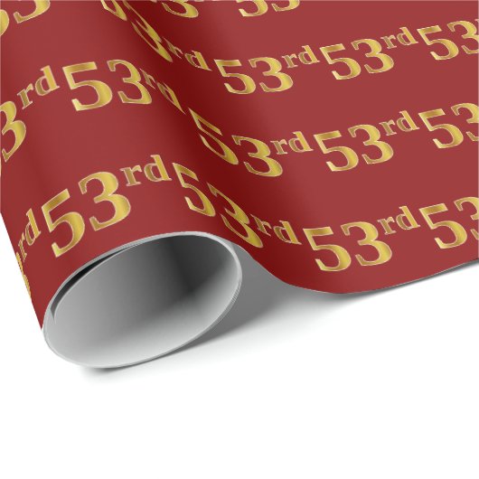 Rot, Imitate Gold 53. (Dritundfünfzigste) Veransta Geschenkpapier (Rolleneckpunkt)