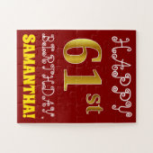 Rot, Imitate Gold 61. Geburtstag + Individuelle Na Puzzle (Horizontal)