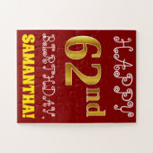 Rot, Imitate Gold 62. Geburtstag + Individuelle Na Puzzle (Horizontal)