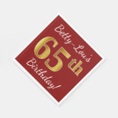Rot, Imitate Gold 65. Geburtstag + Individuelle Na Serviette (Ecke)