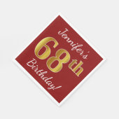 Rot, Imitate Gold 68. Geburtstag + Individuelle Na Serviette (Ecke)