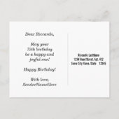 Rot, Imitate Gold 75. Geburtstag + Individuelle Na Postkarte (Rückseite)