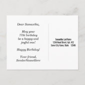 Rot, Imitate Gold 77. Geburtstag + Individuelle Na Postkarte (Rückseite)