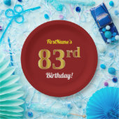 Rot, Imitate Gold 83. Geburtstag + Individuelle Na Pappteller (Party)