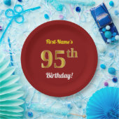 Rot, Imitate Gold 95. Geburtstag + Individuelle Na Pappteller (Party)