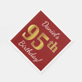 Rot, Imitate Gold 95. Geburtstag + Individuelle Na Serviette (Ecke)