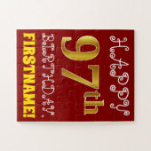 Rot, Imitate Gold 97. Geburtstag + Individuelle Na Puzzle (Horizontal)
