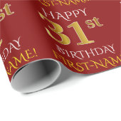 Rot, Imitate Gold "HAPPY 31. BIRTHDAY" Geschenkpapier (Rolleneckpunkt)