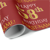 Rot, Imitate Gold "HAPPY 58. BIRTHDAY" Geschenkpapier (Rolleneckpunkt)