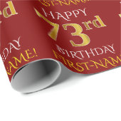 Rot, Imitate Gold "HAPPY 73. BIRTHDAY" Geschenkpapier (Rolleneckpunkt)