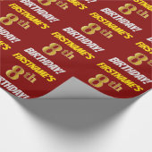 Rot, Imitate/Nachahmgold, "8. BIRTHTAG" Geschenkpapier (Ecke)