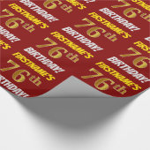 Rot, Imitate/Nachahmungen Gold, "76. GEBURTSTAG" Geschenkpapier (Ecke)