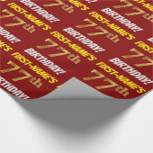 Rot, Imitate/Nachahmungen Gold, "77. GEBURTSTAG" Geschenkpapier (Ecke)