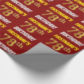 Rot, Imitate/Nachahmungen Gold, "78. GEBURTSTAG" Geschenkpapier (Ecke)