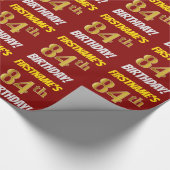 Rot, Imitate/Nachahmungen Gold, "84. GEBURTSTAG" Geschenkpapier (Ecke)