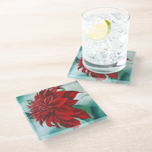 Rot in Furry Glasuntersetzer (Schrägansicht)