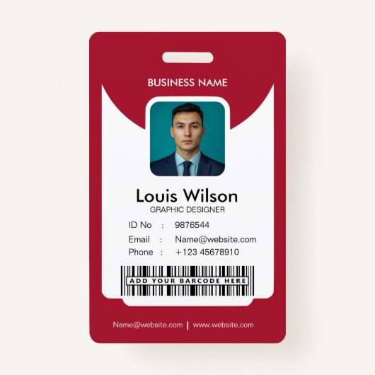 Rot | Individuell anpassbare Mitarbeiter-ID-Untern Ausweis (Vorderseite)