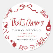 Rot Italienisch Das ist Amore Pizza Pasta Brautpar Runder Aufkleber (Vorderseite)