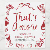 Rot Italienisch Das ist Amore Pizza Pasta Brautpar Weinetikett (Einzelnes Label)