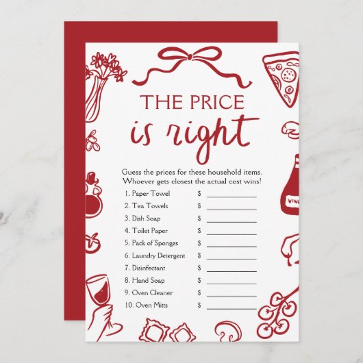 Rot Italienisch Der Preis ist das richtige Brautpa Einladung (Vorne/Hinten)