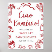 Rot-Italienisch Niedlich Ciao Bambino Babydusche W Poster (Vorne)