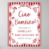 Rot-Italienisch Niedlich Ciao Bambino Babydusche W Poster (Vorne)