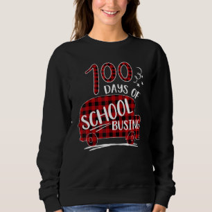 Rot kariert 100 Tage Schulbus fahren Schulbusfahr Sweatshirt