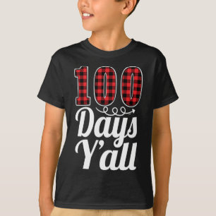 Rot Kariert 100 Tage Y'all Funny 100. Schultag T-Shirt