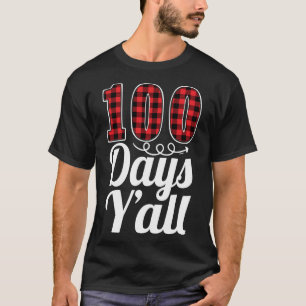 Rot Kariert 100 Tage Y'all Funny 100. Schultag T-Shirt