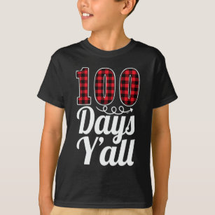 Rot Kariert 100 Tage Y'all Funny 100. Schultag T-Shirt