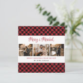 Rot Kariert froh und Verheiratete Weihnachten (Stehend Vorderseite)