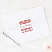 Rot Kariert Frohe Weihnachten | Candy Cane Quadratischer Aufkleber (Umschlag)