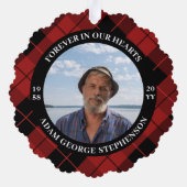 Rot Kariert für immer in unserem Herz-Foto Ornament Karte (Rückseite)