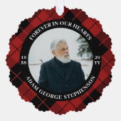 Rot Kariert für immer in unserem Herz-Foto Ornament Karte (Vorderseite)