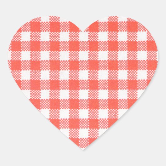 rot kariert Herz-Aufkleber (Vorderseite)