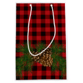 Rot Kariert mit Kiefernfadendetails Mittlere Geschenktüte (Vorderseite)