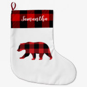 Rot Kariert mit Namen und Bären Großer Weihnachtsstrumpf (Vorderseite)