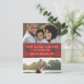 Rot Kariert Neue Zuhause für Holidays Foto Moving Postkarte (Stehend Vorderseite)