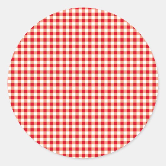 Rot kariert, nur Quadrate Runder Aufkleber (Vorderseite)