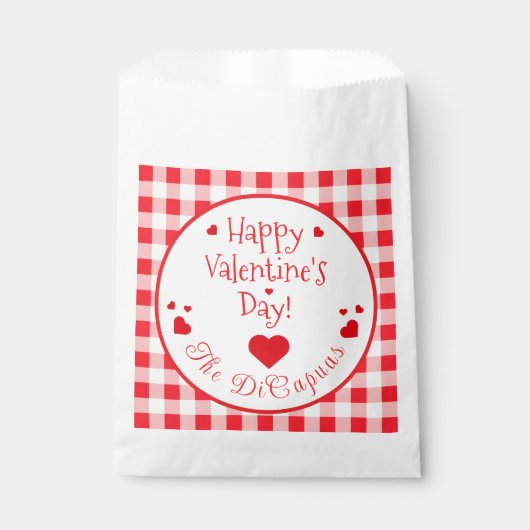 Rot kariert rote Herzen Valentinstag Geschenktütchen (Vorderseite)